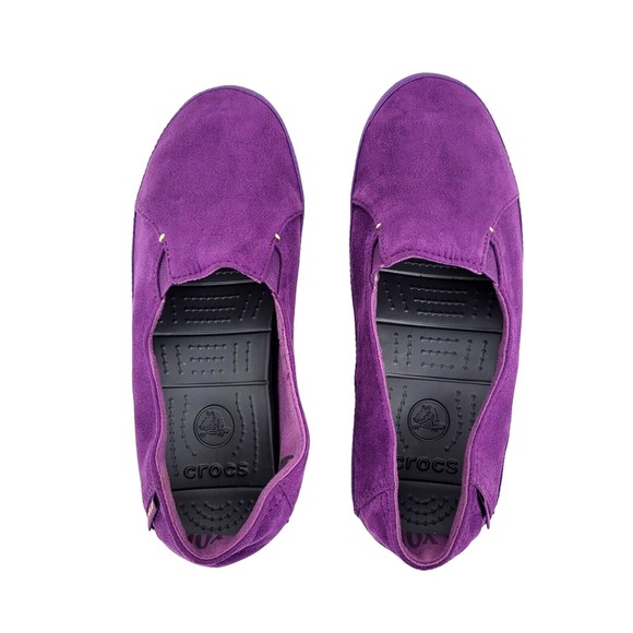 Crocs Womens Shoes Size 7 Purple Suede Slip On Sneakers 15514 - Picture 2 of 10